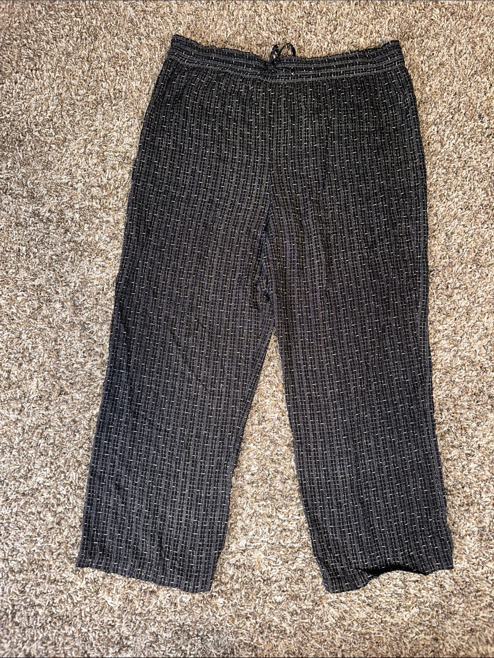 Ribbed Cropped Knit Pants - Black